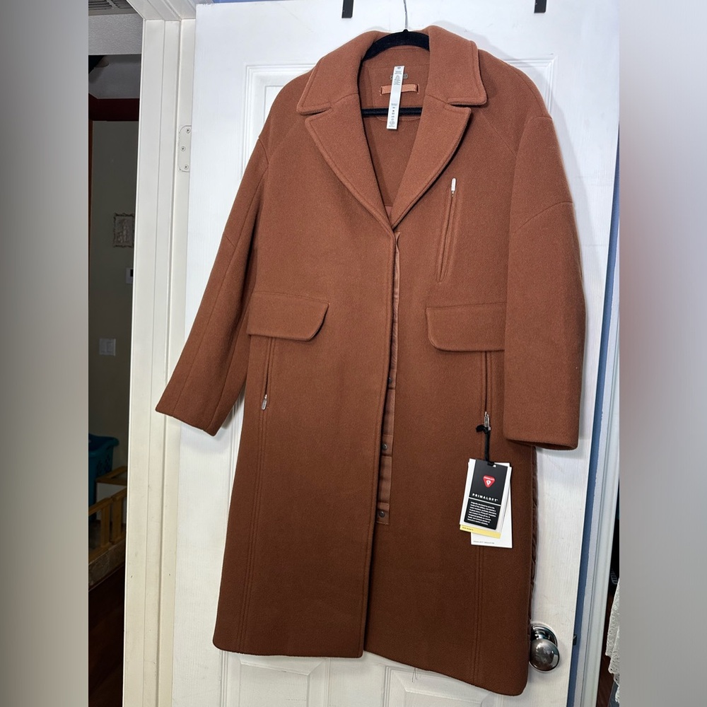 NWT Lululemon Cognac Quilted Wool Long Coat for Petites 00-2 (MSRP $498) - Picture 6 of 16